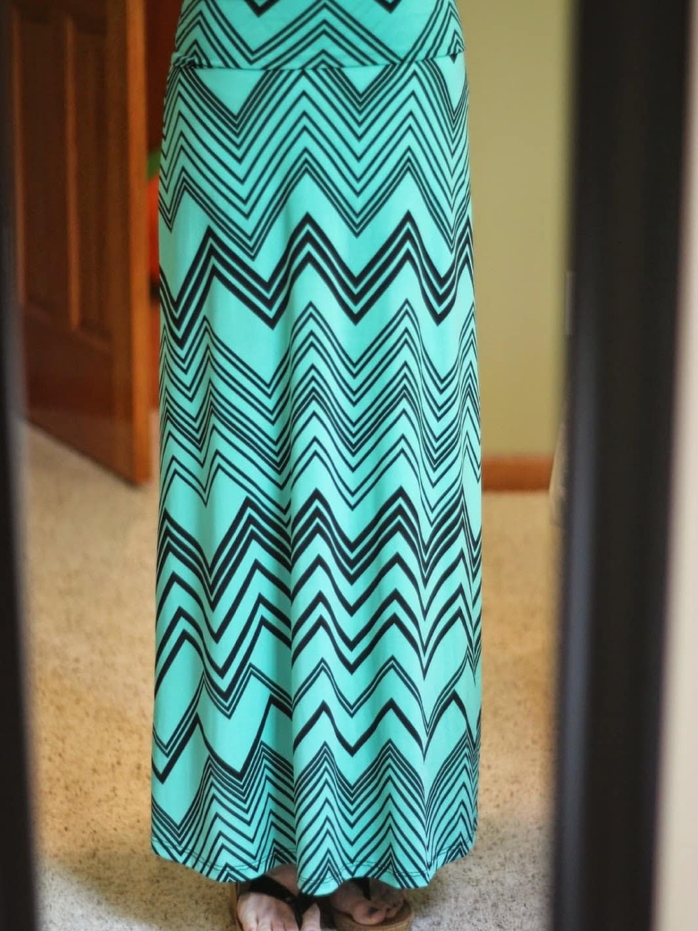 Wet Seal Aqua and Black Chevron Maxi Skirt